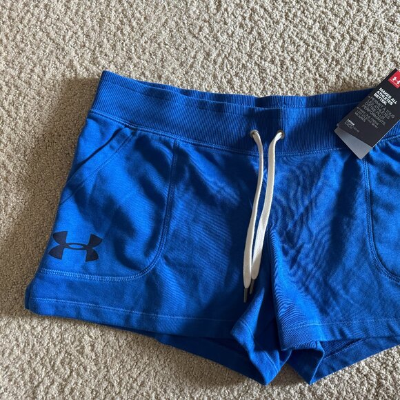 Under Armour Blue Cotton Blend Loose Elastic Pull On Shorts w/Drawstring M - NWT - Picture 2 of 4